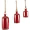 Red Metal Cow Bells Tibetan Inspired Decorative with Jute Hanging Rope Set